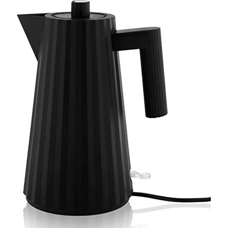 Alessi Plissè MDL06 B-UK - Design Elektrischer Wasserkocher aus Thermoplastischem Harz, Englischer Stecker, 170 cl, Schwarz – Bild 1