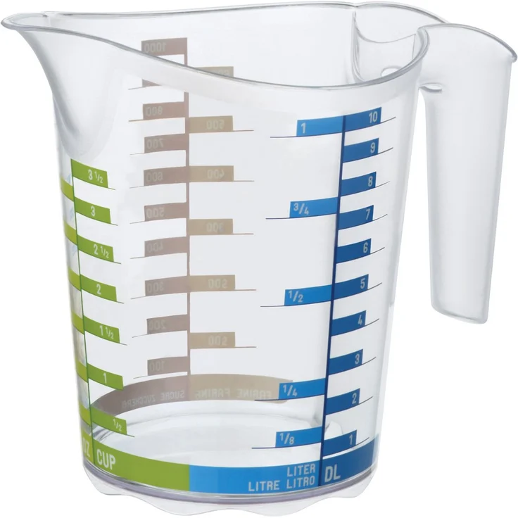 Rotho Domino Messbecher 0.5 l, Kunststoff (BPA-frei), transparent mit Skala, 0.5 Liter (15,8 x 10,1 x 12,7 cm)