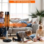 COSTWAY Heizlüfter Heizlüfter, Elektroheizung Heizgerät - 8H Timer - 10-49? - 70° Oszillation - 1200W-2000W - Fernbedienung-LED - 28x28x85cm, Heizlüfter