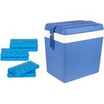 Passive Kühlbox 24 Liter, inkl. 6 Kühlakkus, bis zu 11 Std. Kühlung, Thermobox aus Kunststoff, blau, weiß