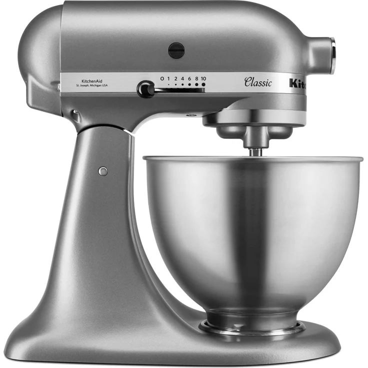 KitchenAid 5K45SSESL Classic Küchenmaschine mit Direktantrieb, 275W, 4,3L Edelstahlschüssel, silber, Serie: 5K45SS – Bild 1