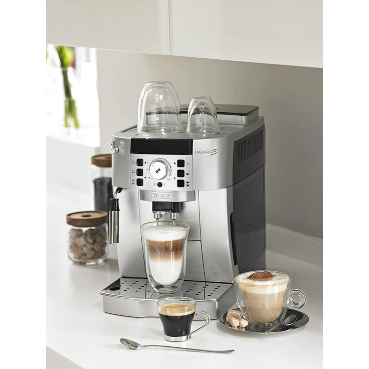 De'Longhi ECAM 22.110.SB Magnifica S Kaffeevollautomat mit Milchaufschäumdüse für Cappuccino und integriertem Mahlwerk, mit Espresso Direktwahltasten und Drehregler, 2-Tassen-Funktion, 1,8 Liter Wassertank, silber – Bild 5