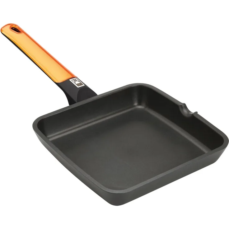 BRA Efficient Orange Glatte Grillpfanne, Aluguss mit Antihaftbeschichtung Teflon-Platinum-Plus“ 28 cm