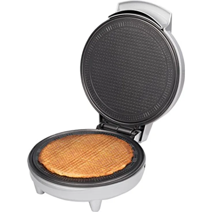 Trebs 99263 Hörnchenautomat für hauchdünne und knusprige Eishörnchen - Waffeleisen - Waffelautomat - 700 Watt - Anti-Haft beschichtet - Kontrollleuchte - Silber