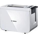 Bosch TAT8611 Styline Kompakt-Toaster, Auftau-Aufwärmfunktion, versenkbarer Brötchenaufsatz, Abschaltautomatik, 860 W, weiß 