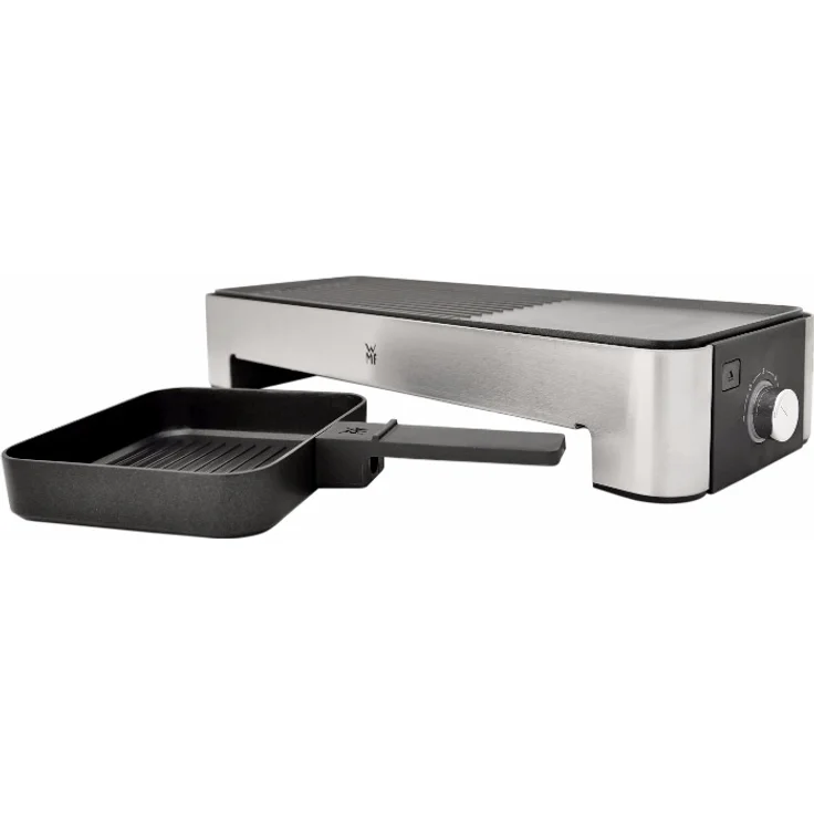 WMF KÜCHENminis Tischgrill für 2, Elektrogrill mit kompakter Grillfläche und variabler Temperatureinstellung, 1000 W, flache & gerippte Grillfläche, 35,5 x 12,3 cm, edelstahl, schwarz – Bild 9