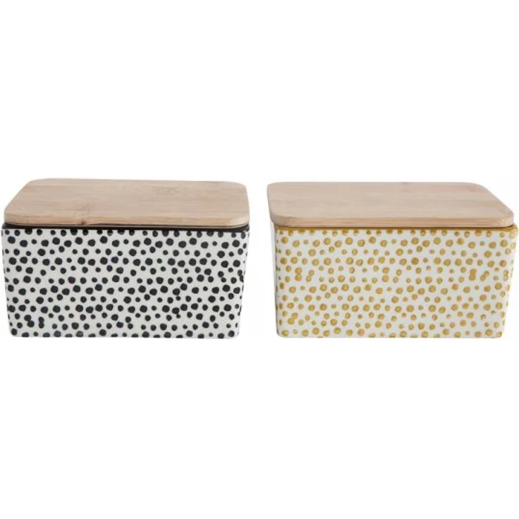 Bloomingville Poppy 2er Set Butterdosen mit Bambus-Deckel Butterkästchen Butterbox dänisches Design