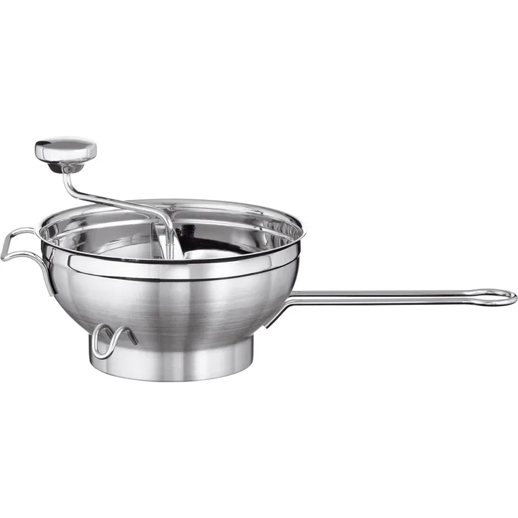 RÖSLE Passiermühle-Passetout mit Gegengriff inkl. zwei Siebeinlagen (1 & 3 mm), Edelstahl 18-10, Ø 23 cm, komplett zerlegbar, Profiqualität, spülmaschinengeeignet