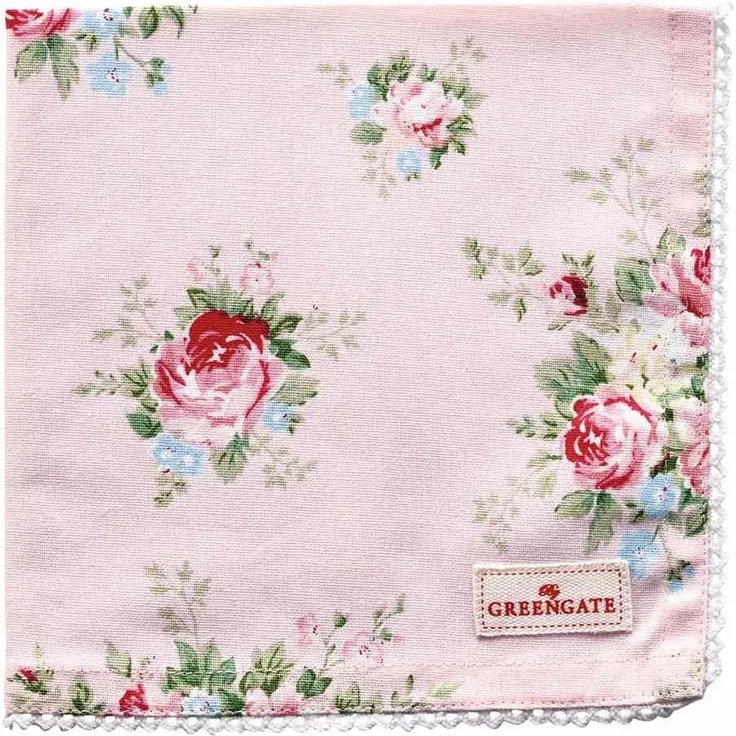 Greengate Stoffserviette mit Spitze Nicoline White Weiß Blumen