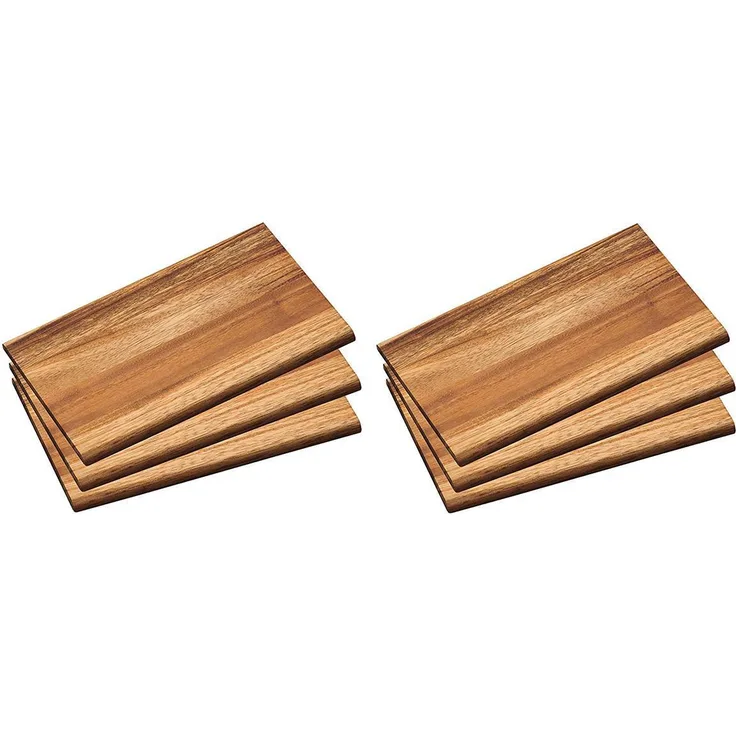 6 Stück Neustanlo Frühstücksbrettchen Brotzeitbrettchen Brettchen Akazien Holz