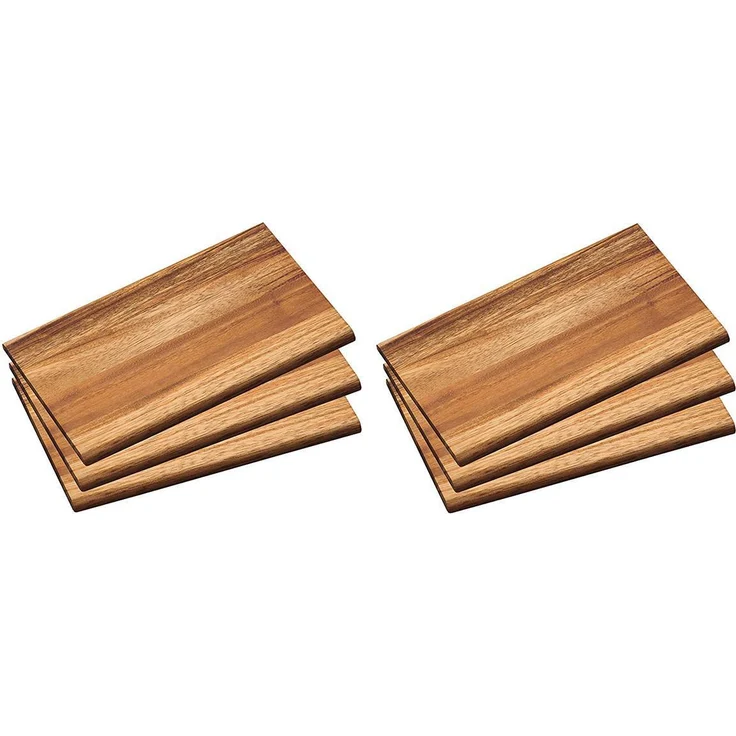 6 Stück Neustanlo Frühstücksbrettchen Brotzeitbrettchen Brettchen Akazien Holz