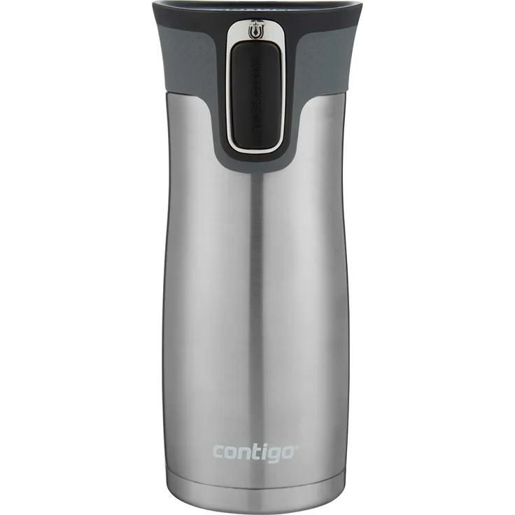 Contigo Thermobecher West Loop Autoseal, Edelstahl Isolierbecher, Kaffebecher to go, auslaufsicher, spülmaschinenfester Deckel BPA-frei, 470 ml , Stainless Steel , 470 ml