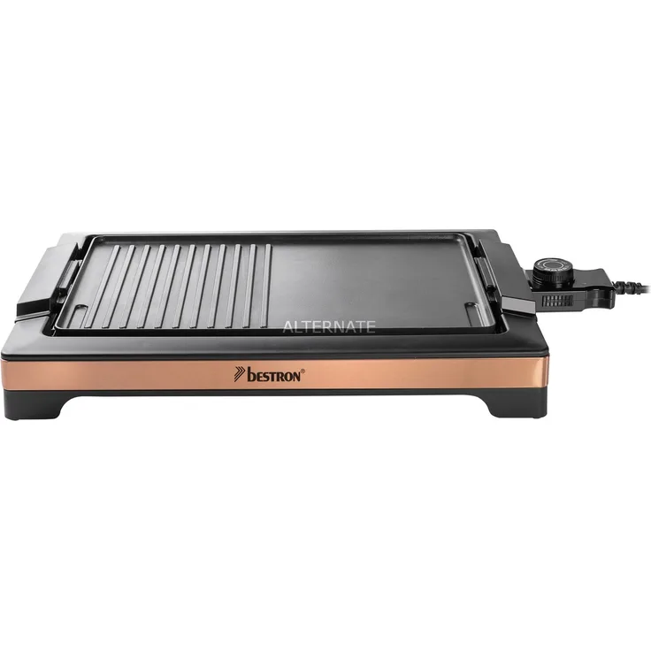 Bestron BBQ-Tischgrill Elektro-Grillplatte, schwarz-kupfer, 2.000 Watt