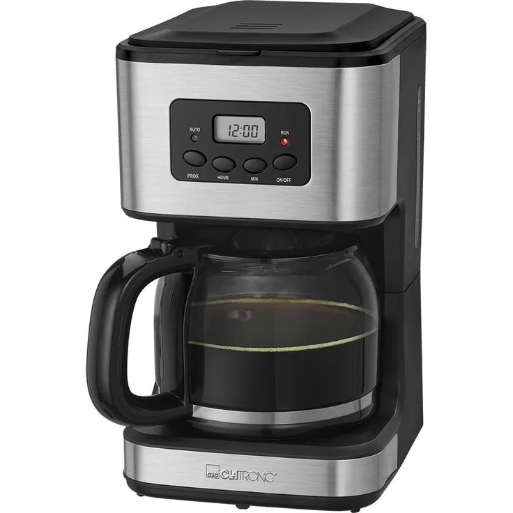 Clatronic KA 3642 Kaffeefiltermaschine für 12-14 Tassen 1,5 L, Edelstahlfront,Timer, Inox schwarz