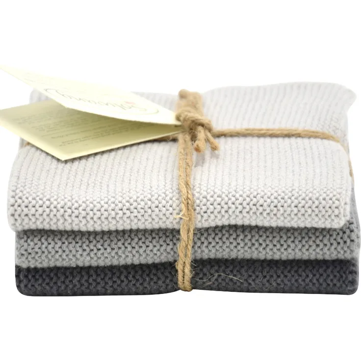 Öko Wischtücher aus Bio Baumwolle, 25 x 25 cm, Stahlgrau-Kombi, 3er Set, von Solwang Design