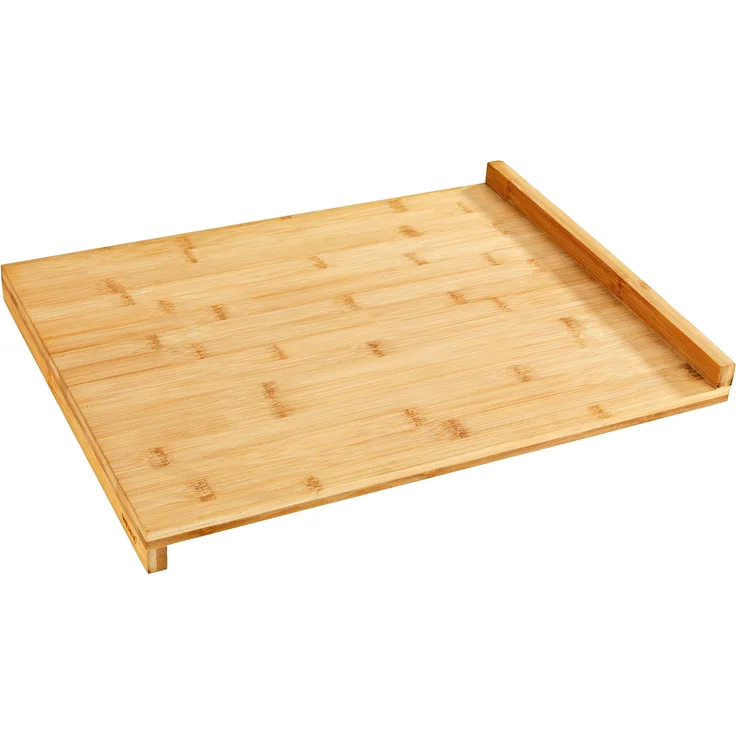 WENKO 53033100 Schneidebrett mit Anlegekante, Küchenbrett mit Anlegeleiste, Bambus, 45 x 1.5 x 35 cm, Braun