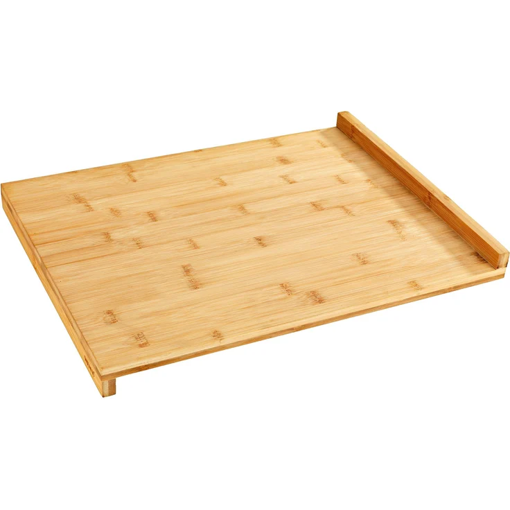 WENKO 53033100 Schneidebrett mit Anlegekante, Küchenbrett mit Anlegeleiste, Bambus, 45 x 1.5 x 35 cm, Braun – Bild 1