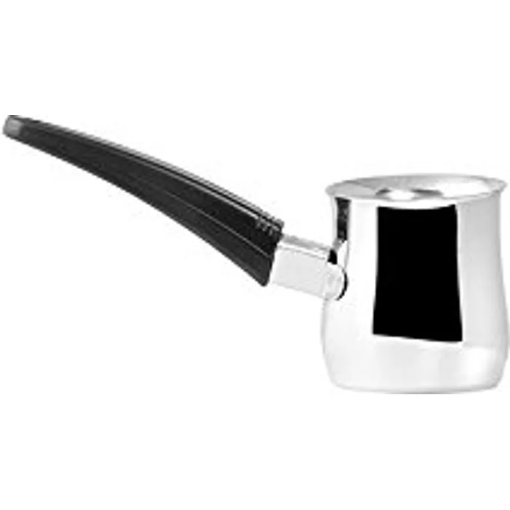 H+H Türkische Kaffeekanne Tassen 2 Griff Bakelit, Edelstahl, Silber-Schwarz, 18 x 6.5 x 9 cm