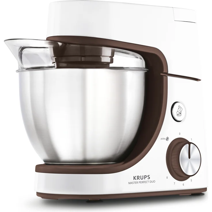 Krups KA51K1 Master Perfect Duo Küchenmaschine, 1100W, 4,6 L Edelstahlschüssel, Pulse-Funktion, 8 Geschwindigkeitsstufen, weiß