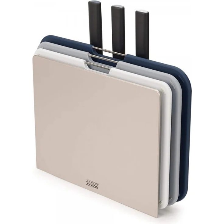 Joseph Joseph Nest Boards Plus 6-teiliges Messer-Set und Schneidebretter-Set Silber – Bild 1