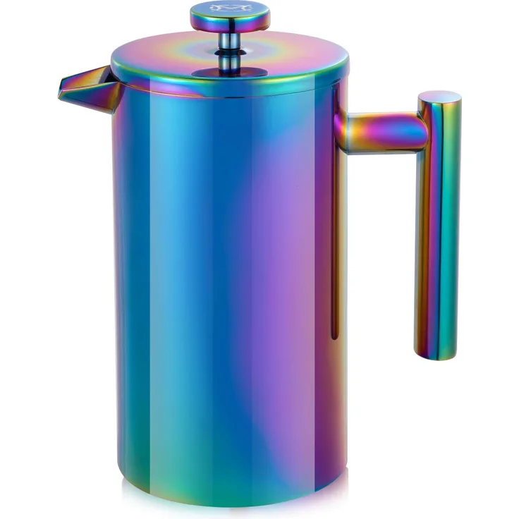 Magicafe French Press Kaffeemaschine - Edelstahl Kaffeemaschine doppelwandig French Press Rainbow 34oz-1L