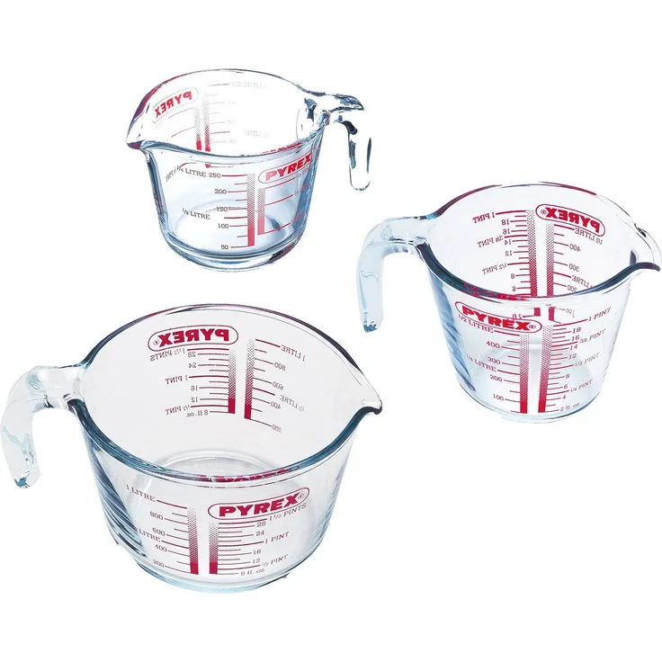Pyrex – Messkrug aus strapazierfähigem Glas, Glas, durchsichtig, Set 3 pièces
