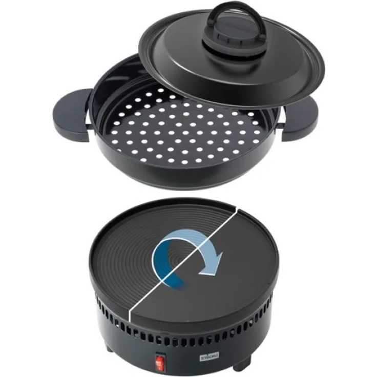 Stöckli 0086.02G SW Marroniofen mit Crêpe- und Grillplatte, 500W, schwarz