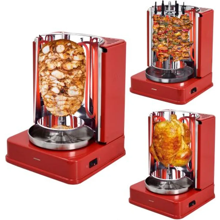 Syntrox Döner & Kebab Grill Avila mit Kontrollleuchte, 1400W, rot