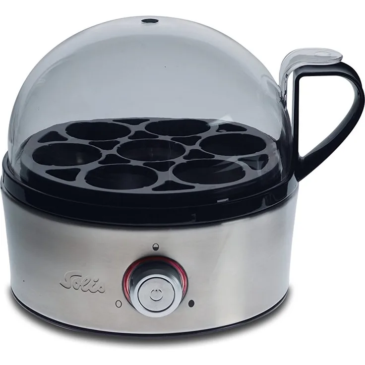 Solis Eierkocher für 7 Eier, Mit Härtegradeinstellung, Kochen und Dämpfen, Eiereinsatz und 2 Schalen, Egg Boiler & more, Edelstahl