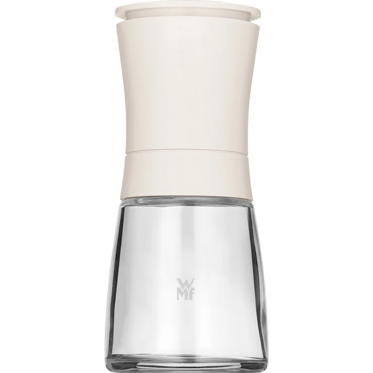WMF Trend Gewürzmühle 14 cm, unbefüllt, Glasbehälter, Keramikmahlwerk, Mühle für Salz, Pfeffer, Gewürze, Chilischoten, weiß