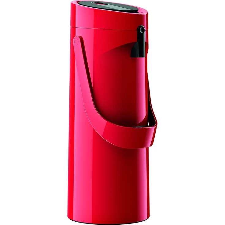 Emsa 515708 Ponza Pump-Isolierkanne, Thermosflasche, 1,9l Füllvolumen, Isolierbecher, Druckhebel, abnehmbare Tropfschale, rot – Bild 1