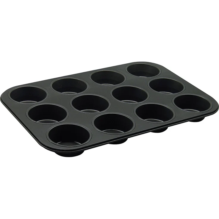 Zenker 12er-Muffinform Ø 7 cm BLACK METALLIC, Muffinbackform aus Stahlblech, Backblech mit Antihaftbeschichtung (Farbe: Schwarz Metallic), Menge: 1 Stück – Bild 1