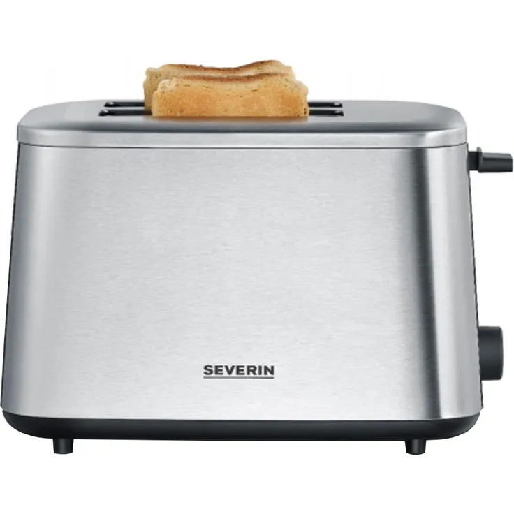 Severin AT 2513 Turbo 2-Scheiben-Toaster, 1600W, Brötchenaufsatz, Krümelschublade, edelstahl, schwarz