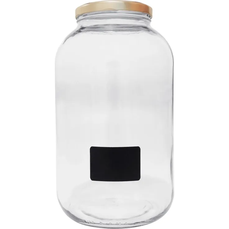Viva Haushaltswaren XXL Einmachglas 4250ml mit Schraubverschluss, Vorratsglas Glasdose inkl. Beschriftungsetikett Vorratsdose, Glas, transparent, 15.9 x 15.9 x 27.7 cm