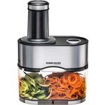 ROMMELSBACHER Spiralschneider EGS 80 - 5 Messereinsätze für verschiedene Gemüsenudeln, 2,5 Liter Auffangbehälter, großer Einfüllschacht, 2-fach Sicherheitssystem, komplett zerlegbar, Edelstahlgehäuse