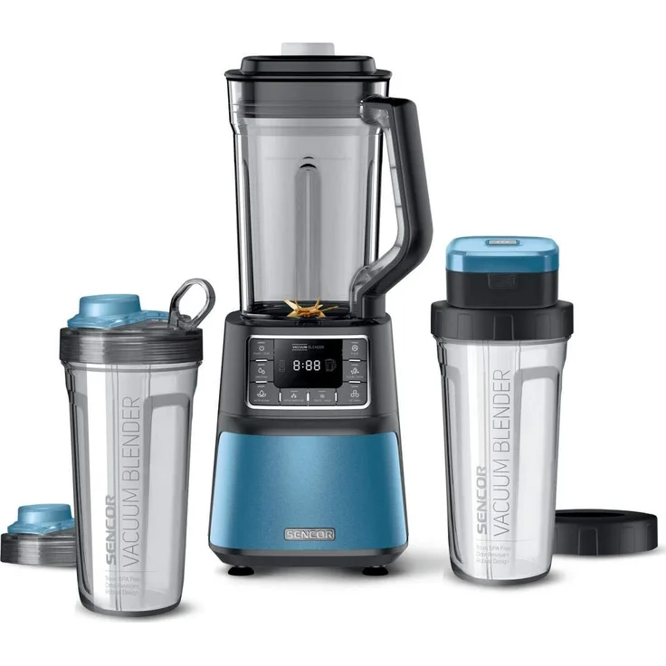 SENCOR 7873VT SBU 7872BL, Automatischer Vakuum-Super-Mixer, 1500 Watt, Smoothie, 8 Titan-Klingen, 7 Programme, Blau, Kunststoff
