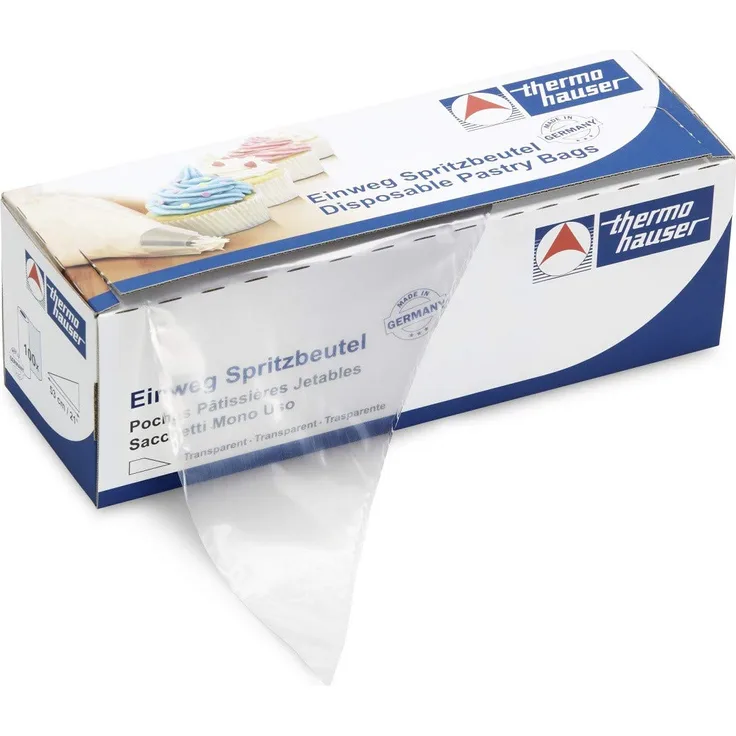 thermohauser Einweg-Spritzbeutel (Kunststoff PE), Maximum Grip, transparent, 100 Stück, 30,0x16,0x0,0075 cm