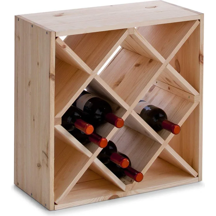Zeller 13171 Weinregal, Naturholz Raute, ca. 52 x 25 x 52 cm