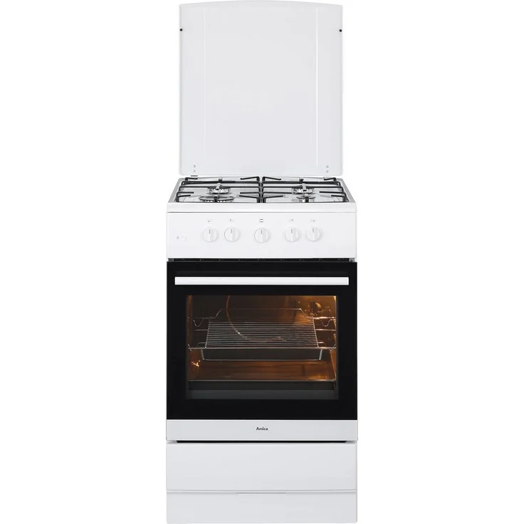 Amica SHGG 11559 W, Herd, A, freistehend, Betriebsart Ofen Gas, Betriebsart Kochfeld Gas, Anzahl Kochfelder 4, Volumen 58 l, Breite 50 cm, Selbstreinigung nein, Ober-Unterhitze (konventionell) – Bild 2