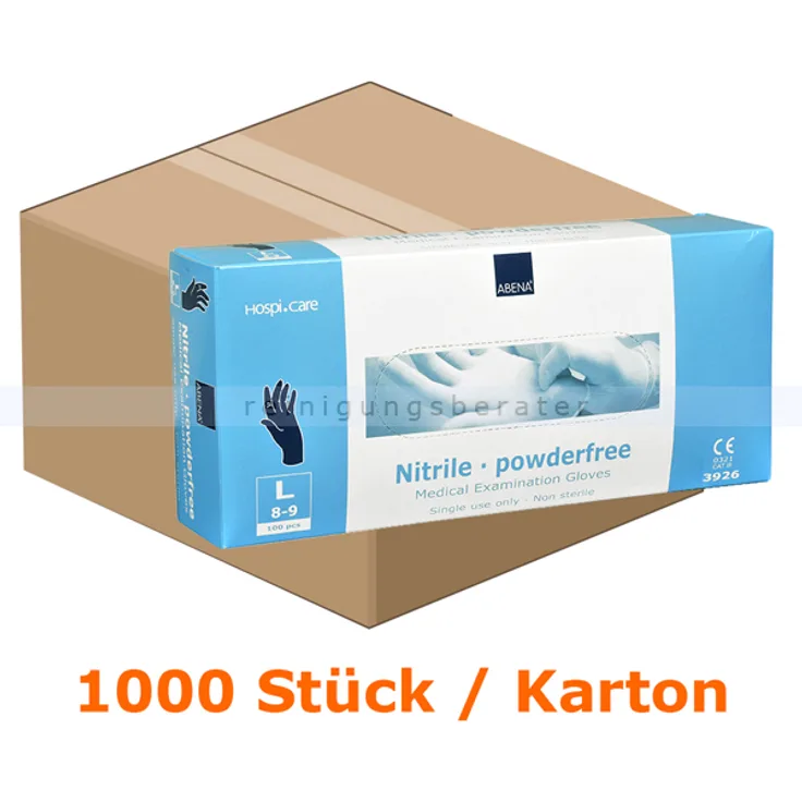 Abena Einmalhandschuhe aus Nitril 30 cm lang blau L Karton