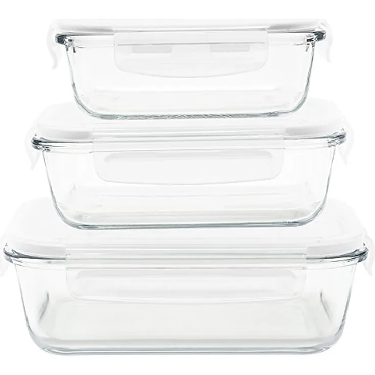 Pebbly pkv-3srb Boxen-Set, 3 Gerichte-rechteckig aus Glas transparent 21 x 15, 5 x 15 cm
