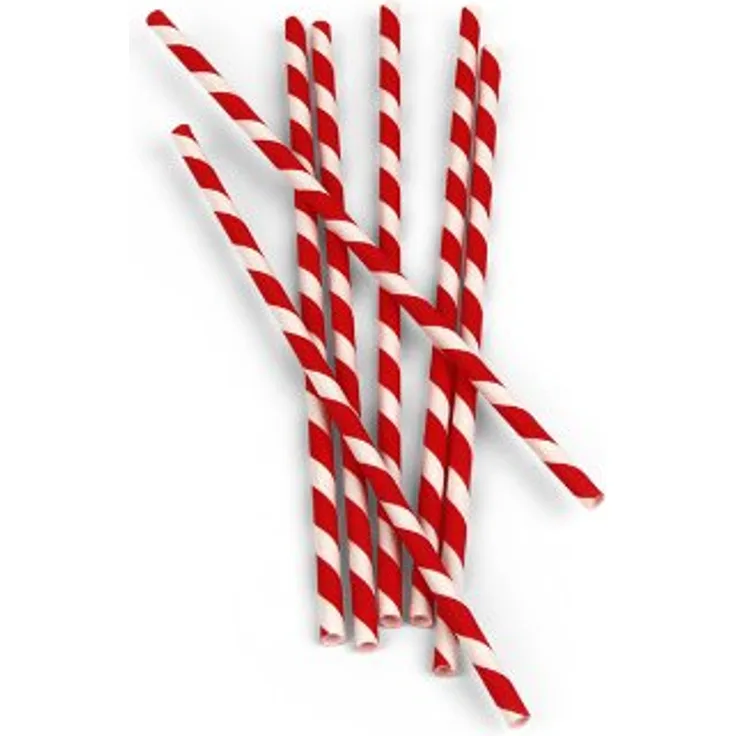 Kikkerland CU13R Biodegradable Paper Straws, Red and White Striped, Box of 144 Papierstrohhalme, Papier, rot-weiß