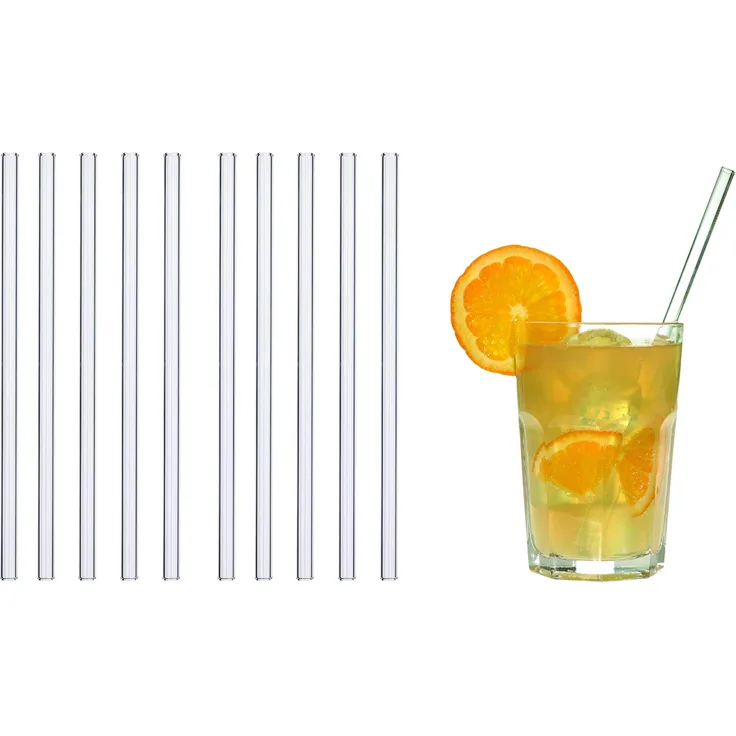 TFA Dostmann GlasWerk Medium Glas Trinkhalme, 14.2016.10, 10 Stück, Spülmaschinengeeignet, für Longdrinks-Latte Macchiato