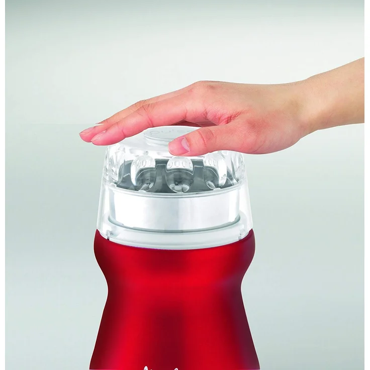 Moulinex AR1105 Kaffeemühle mit Edelstahlbehälter, Red Ruby-metallic-rot-weiß – Bild 2