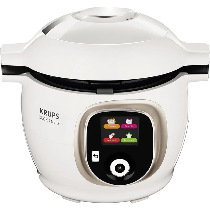 Krups CZ7101 Cook4Me+ Multikocher, 1200 Watt, elektrischer Schnellkochtopf, Garen unter Druck für schnelle und frische Gerichte, 6 Liter Fassungsvermögen, weiß-grau – Bild 3
