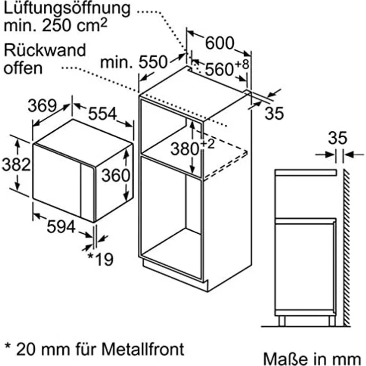 Bosch BEL554MB0 Serie 6 Mikrowelle mit Grill, Einbaugerät, 900 Watt, 25 Liter Garraum, Drehteller 31,5 cm, Türanschlag Links, 8 voreingestellte Automatikprogramme, schwarz – Bild 3