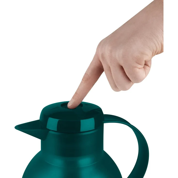 Emsa 505719 Samba Isolierkanne (1 Liter, Quick Press Verschluss, 12h heiß, 24h kalt) türkis – Bild 2