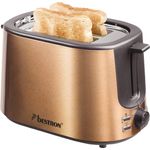 Bestron Toaster mit 2 Röstkammern, Krümelschublade und Brötchen-Röstaufsatz, 1.000 W, Edelstahl in Kupfer-Optik