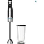 Cecotec Hand- Mixer PowerGear 1500 - Klingen aus Titanium Beschichtung, 21 Geschwindigkeitsstufen, 1500 W, Inklusiv Glas mit Deckel. (Schwarz und Edelstahl, XL)