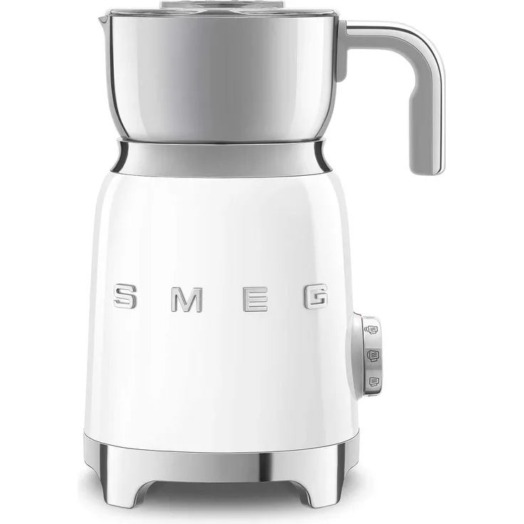 Smeg MFF01WHEU Milchaufschäumer, 500W, 600ml warme & 250ml kalte Milch, weiß